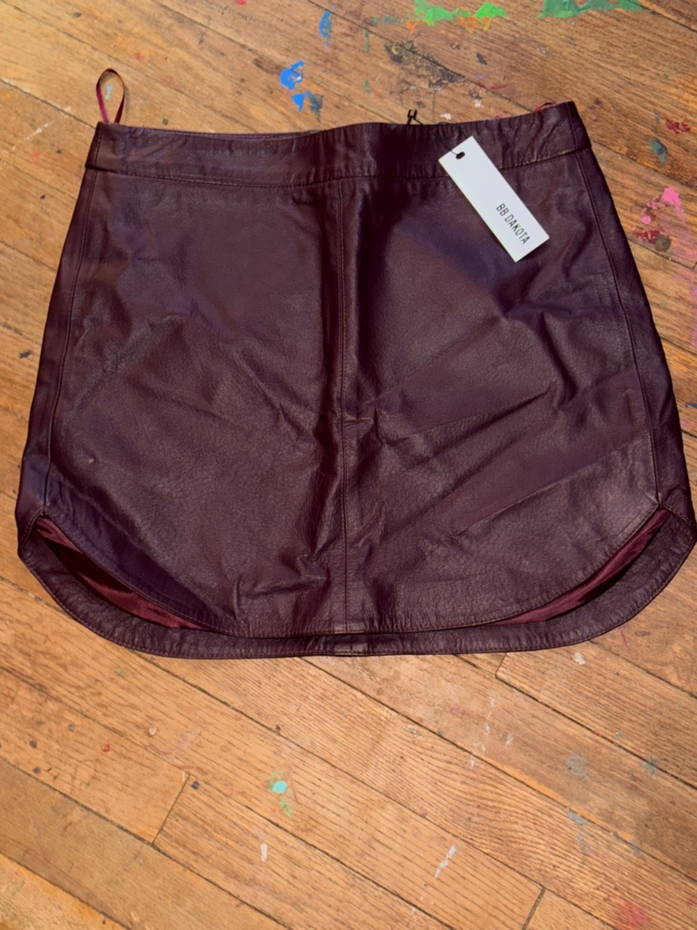 BB Dakota Burgundy Faux Leather Mini Skirt